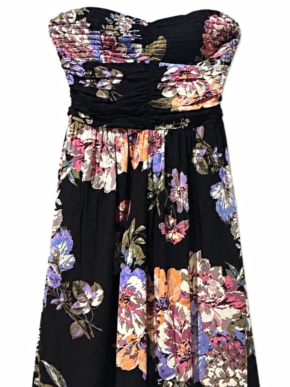 Strapless Wide-Leg Jumpsuit Pants in Black Floral